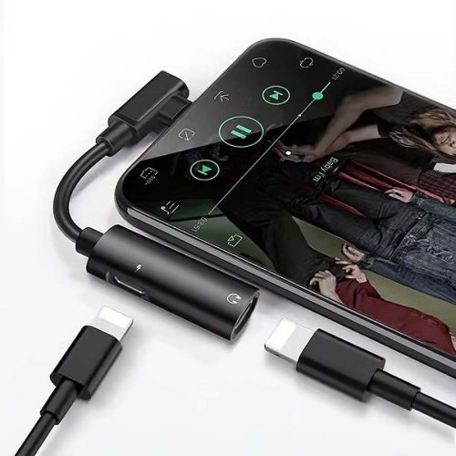 Hoco LS18 iPhone töltő+audio adapter (1x Lightning dugó -> 2x Lightning aljzat)