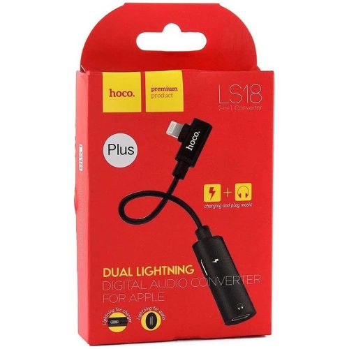 Hoco LS18 iPhone töltő+audio adapter (1x Lightning dugó -> 2x Lightning aljzat)