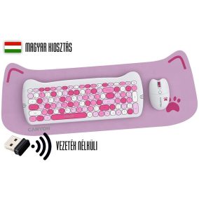   Canyon Kitty Edition pink cicás vezeték nélküli billentyűzet + egér + egérpad