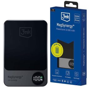   3mk MagSynergy iPhone töltő hordozható akkumulátor, powerbank (10000mAh, fekete)