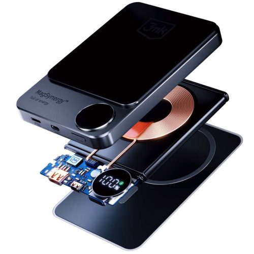 3mk MagSynergy iPhone töltő hordozható akkumulátor, powerbank (10000mAh, fekete)