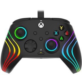 PDP Afterglow Wave fekete vezetékes RGB LED XBOX kontroller