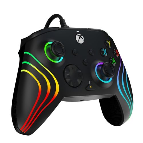 PDP Afterglow Wave fekete vezetékes RGB LED XBOX kontroller