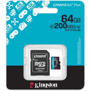 Kingston Canvas Go! Plus 64GB micro SD memóriakártya