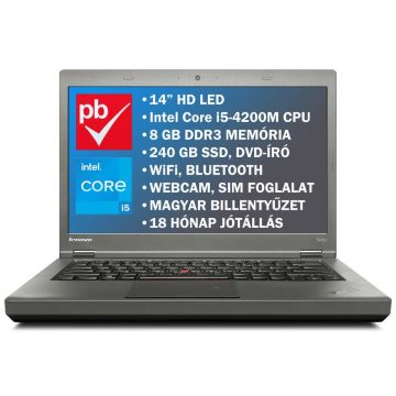   Lenovo ThinkPad T440P 14" felújított prémium használt laptop (i5, 8GB, 240GB)