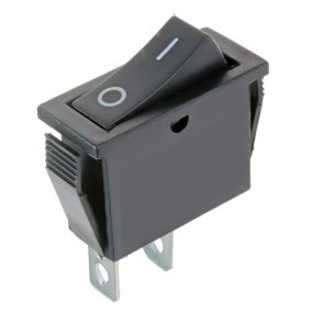   Billenő kapcsoló, szögletes, fekete, világítás nélkül, 1 körös, 2 állású, 2 láb, 11x30