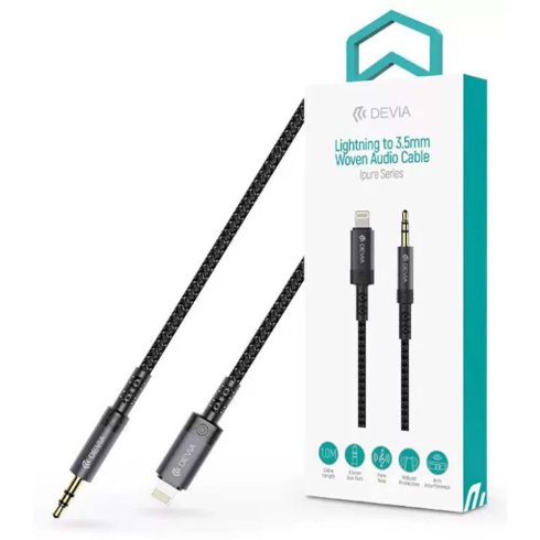 AUX 3.5mm Jack-Lightning összekötő kábel (3.5mm jack dugó - Lightning dugó) 1.0m