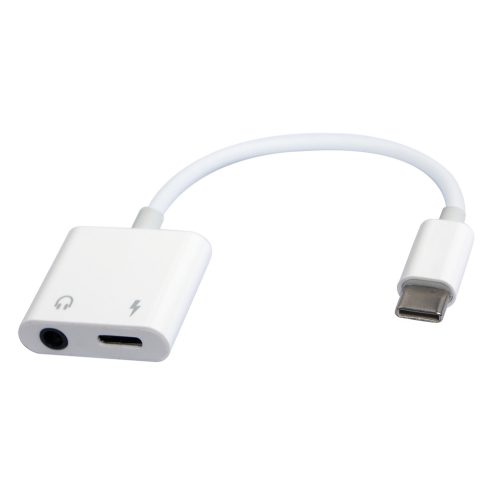 USB C-jack AUX adapter USB-C aljzattal okostelefonokhoz, tabletekhez (10cm)