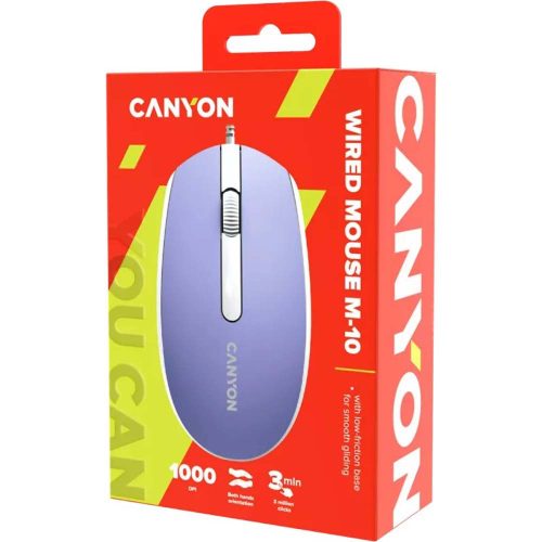 Canyon M-10 USB vezetékes egér (levendula-fehér)