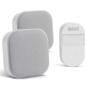  Delight Kinetic elem és vezeték nélküli konnektorba dugható csengő éjjeli fény funkcióval, 2db-os szett (fehér)