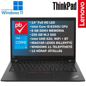   Lenovo ThinkPad T480s 14" felújított prémium használt laptop (i5 8th, 8 GB, 256 GB, Full HD)
