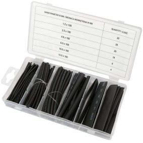   Zsugorcső készlet műanyag tárolódobozban, 100db-os, 6 féle méret