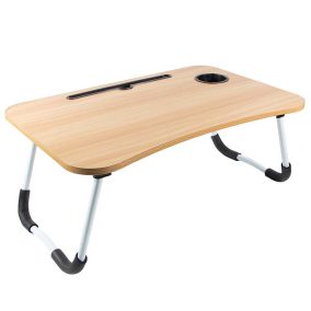   Iris laptop asztalka kihajtható lábakkal, tablet és pohártartóval, fenyő színű