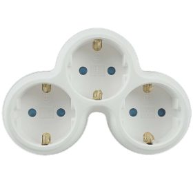   Hálózati elosztó, 3db földelt aljzat, fehér-szürke, gyermekvédelemmel