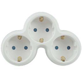   Hálózati elosztó, 3db földelt aljzat, fehér-szürke, gyermekvédelemmel