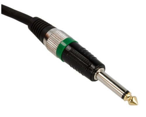 Gitár kábel, 6.3mm mono jack dugók, fém csatlakozók, gumi kábel, 5m