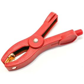   Krokodilcsipesz akkutöltőhöz, minőségi, 107mm, 50A, réz érintkező, piros, fogás: 25mm