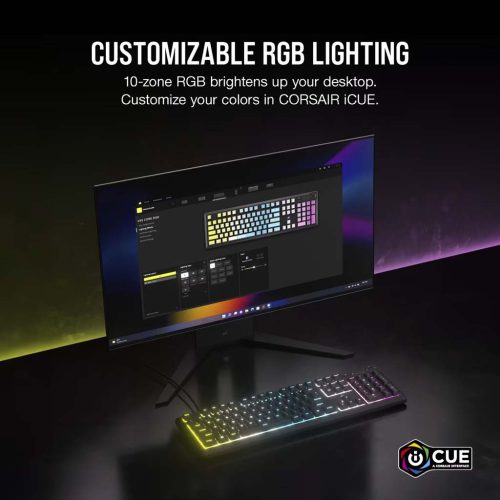 Corsair K55 CORE RGB USB gamer billentyűzet (fekete, ENG)