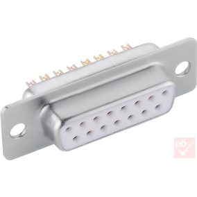   D-SUB csatlakozó, anya, 15 pin, 2 soros, forrasztható, ház nélkül