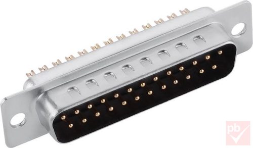 D-SUB csatlakozó, apa, 25 pin, 2 soros, forrasztható, ház nélkül