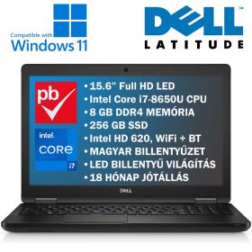   Dell Latitude 5590 15.6" felújított prémium használt laptop (i7 8th, 8GB RAM, 256GB SSD, Full HD)