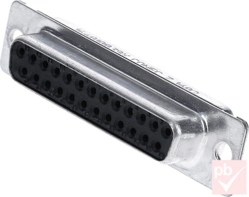 D-SUB csatlakozó, anya, 25 pin, 2 soros, forrasztható, ház nélkül