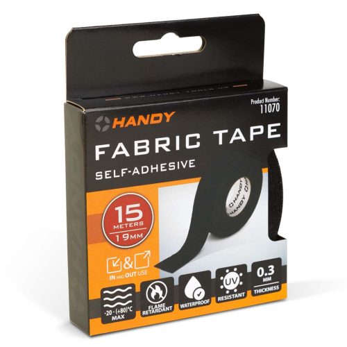 Handy öntapadós textil szalag kábelkorbácsokhoz 15m x 19mm, fekete