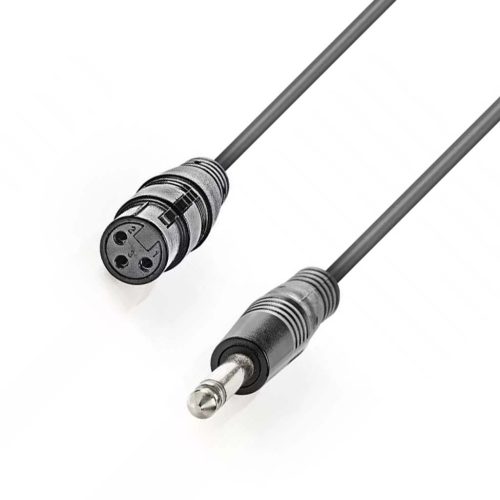 Jack-XLR kábel, minőségi, réz, szilikon, 1.5m (1x 6.3mm mono jack apa - 1x 3p. XLR anya)