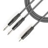 Jack összekötő kábel, 3.5mm sztereó dugó-> 2x 6.3mm mono dugó, szilikon, réz, 5.0m
