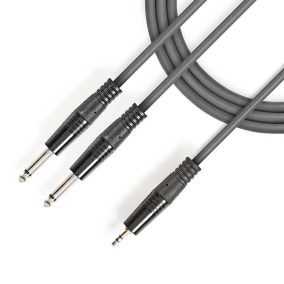   Jack összekötő kábel, 3.5mm sztereó dugó-> 2x 6.3mm mono dugó, szilikon, réz, 5.0m