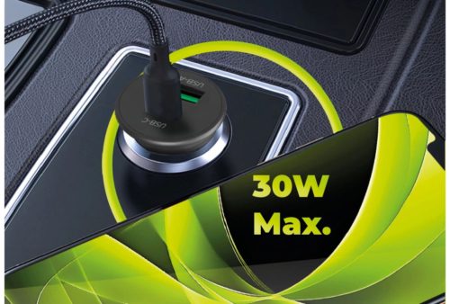 Mobile Origin 30W autós USB töltő 2db aljzattal (1x Type-A + Type-C, PD, QC3.0)