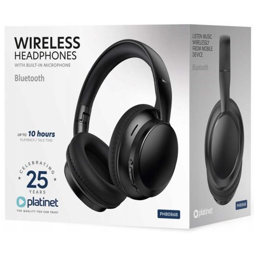 Platinet Bluetooth Wireless Headphones With Built-in Microphone (fekete)
