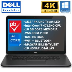   Dell Precision M3800T 15.6" felújított prémium használt laptop (Core i7, 16GB, 256GB, 4K UHD touch, keyboard backlit)