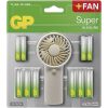 GP 24db Super G-Tech alkáli elem+hordozható kézi ventilátor (12xAA+12xAAA)