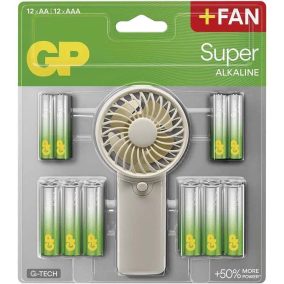   GP 24db Super G-Tech alkáli elem+hordozható kézi ventilátor (12xAA+12xAAA)