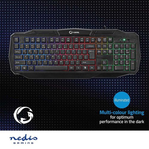 Nedis Gaming Keyboard with LED illumination gamer billentyűzet (fekete, US)