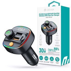   Devia Bluetooth FM transzmitter 3x USB (A+C) 30W gyorstöltővel