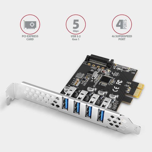 Axagon 4x USB 3.0 USB-A aljzatos PCI-Express I/O kártya