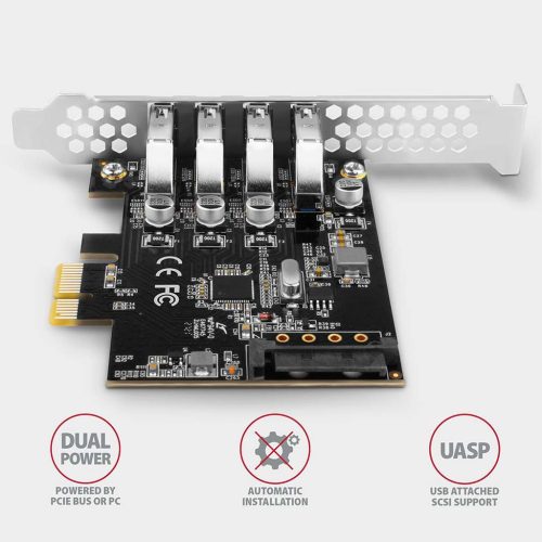 Axagon 4x USB 3.0 USB-A aljzatos PCI-Express I/O kártya