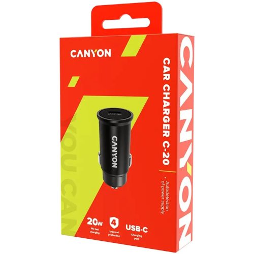 Canyon PD 20W autós USB gyorstöltő 1db aljzattal (USB-C)