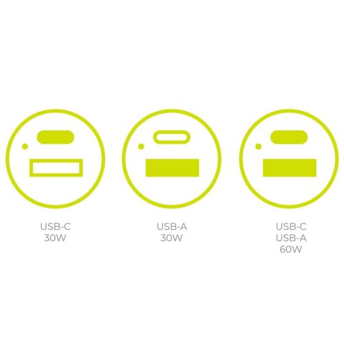 Mobile Origin 60W autós USB gyorstöltő (USB-A + USB-C) PD3.0 QC3.0