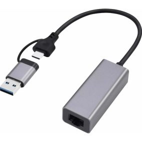   Gembird 2.5G gigabit USB LAN adapter Type-C dugóval + Type-A átalakítóval