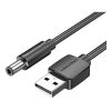 USB DC töltőkábel (USB-A dugó / 5.5x2.5mm DC dugó) 1.0m