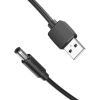 USB DC töltőkábel (USB-A dugó / 5.5x2.5mm DC dugó) 1.0m