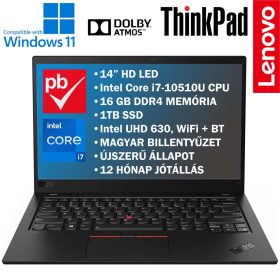   Lenovo ThinkPad X1 Carbon felújított prémium használt ultabook laptop (Core i7 10th, 16GB RAM, 1TB SSD, Full HD, ÚJSZERŰ)