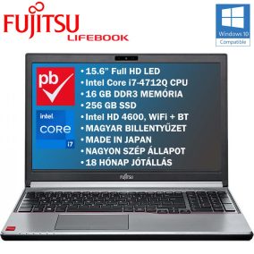   Fujitsu Lifebook E754 15.6" prémium használt laptop (Core i7 4th, 16GB RAM, 256GB SSD, Full HD, MEGKÍMÉLT ÁLLAPOT)