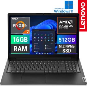   Lenovo V15 G4 15.6" fekete laptop (AMD Ryzen 7, 16GB RAM, 512GB SSD, NoOS, Full HD)