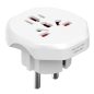   World To Europe Travel Adapter (US, UK, JP, AUS, IT, CH aljzat -> EU Schuko dugó) utazó adapter