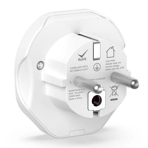 World To Europe Travel Adapter (US, UK, JP, AUS, IT, CH aljzat -> EU Schuko dugó) utazó adapter