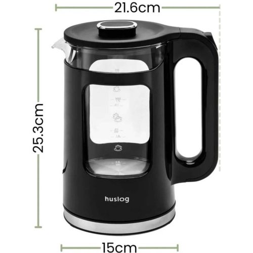 Huslog duplafalú üveg vízforraló vízkőszűrővel, 1.7 liter, 2200W